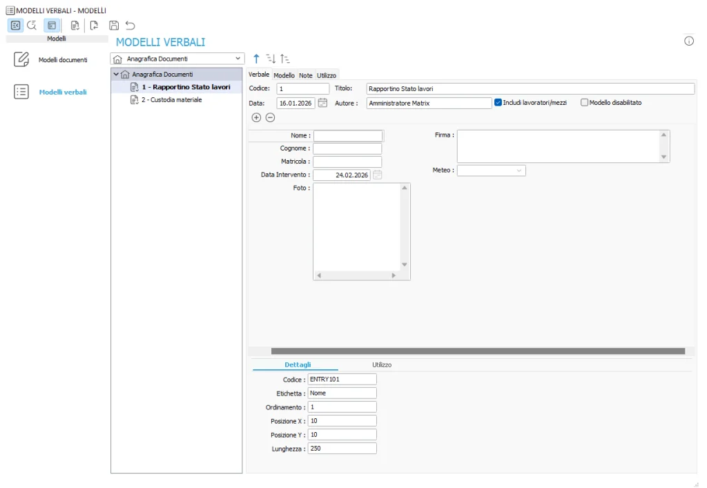 Matrix, l'ERP per l'Edilizia - Nuovo modulo Verbali
